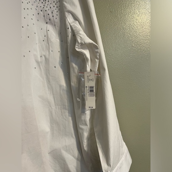 ND New Directions Curvy 100% Cotton White Sequined Button Up Shirt Blouse Sz 2X - Picture 4 of 10